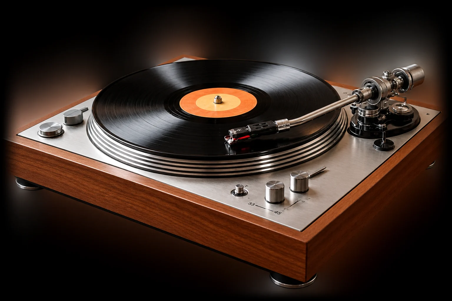 Turntable with a record on the platter